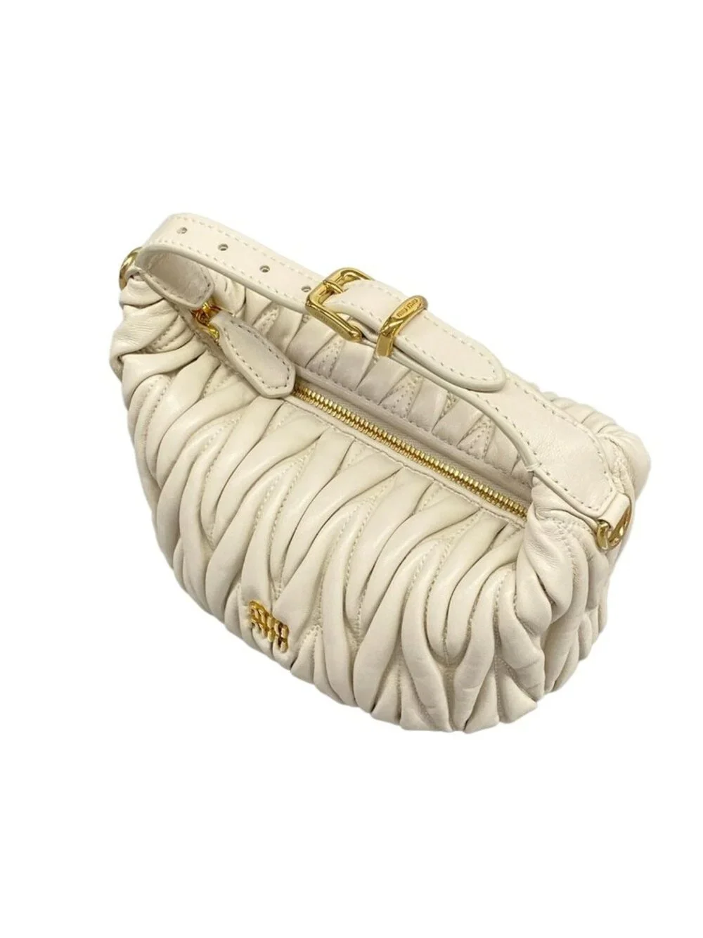Miu Miu Matelasse Bianco Mini Bag Leather